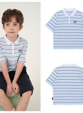 been韩国直邮代购2025夏儿童天蓝条纹休闲套头短袖T恤童装100-165