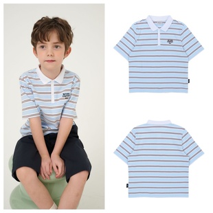 100 T恤童装 165 2025夏儿童天蓝条纹休闲套头短袖 been韩国直邮代购