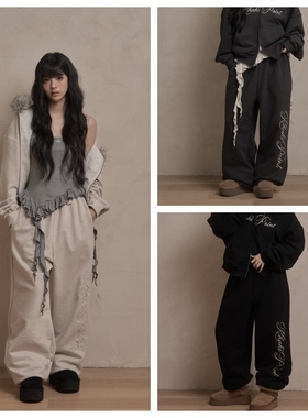 韩国khakipoint直邮代购2025秋冬女装百搭宽松时尚休闲字母长裤