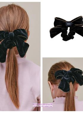 been韩国直邮代购2024秋冬女孩黑色天鹅绒时尚发圈发带扎发头饰
