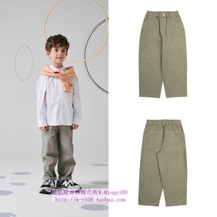 110 been韩国代购 子童装 裤 165 2024春秋儿童中大童卡其色休闲长裤