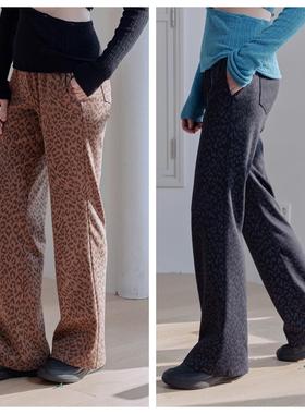 韩国afterhours直邮代购2025春秋复古百搭豹纹显瘦宽松休闲长裤