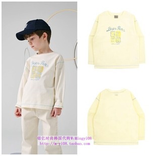 110 T恤童装 165 2024春秋儿童黄色圆领套头休闲长袖 been韩国代购