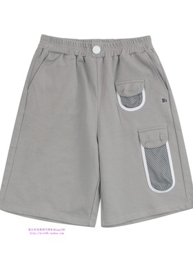been韩国代购2024夏儿童灰色口袋休闲舒适直筒短裤童装100-165