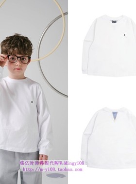 been韩国代购2024春秋儿童白色圆领套头休闲长袖T恤童装145-165