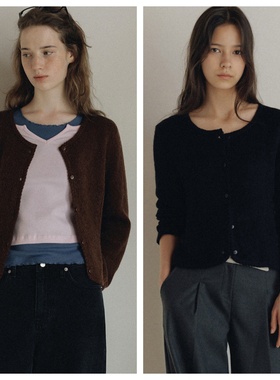 韩国andneeds直邮代购2025春秋女装长袖无领针织开衫短款外套上衣