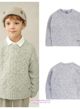 been韩国直邮代购2024秋冬儿童灰色柔软针织毛衣外套童装110-155