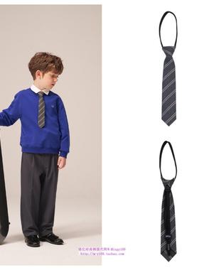 been韩国直邮代购2025春秋儿童灰色条纹简约百搭时尚领带服饰配饰