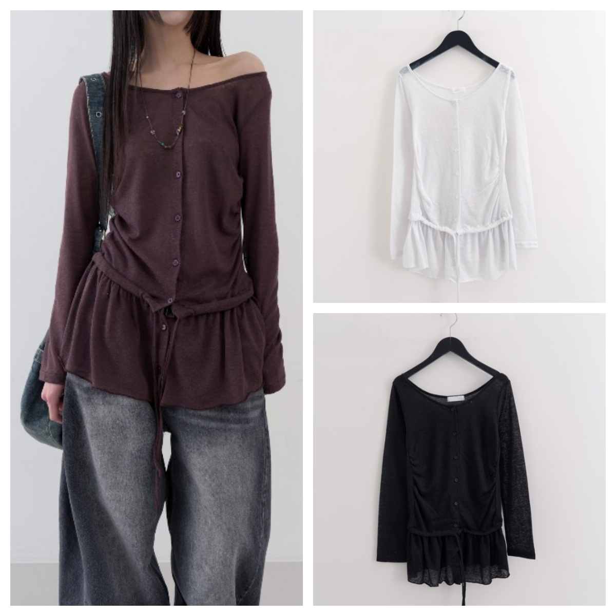 韩国lowear直邮代购2025春秋女装休闲宽松百搭圆领长袖T恤上衣