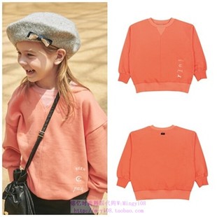 110 T恤童装 165 2023秋春儿童橙色圆领套头休闲长袖 been韩国代购