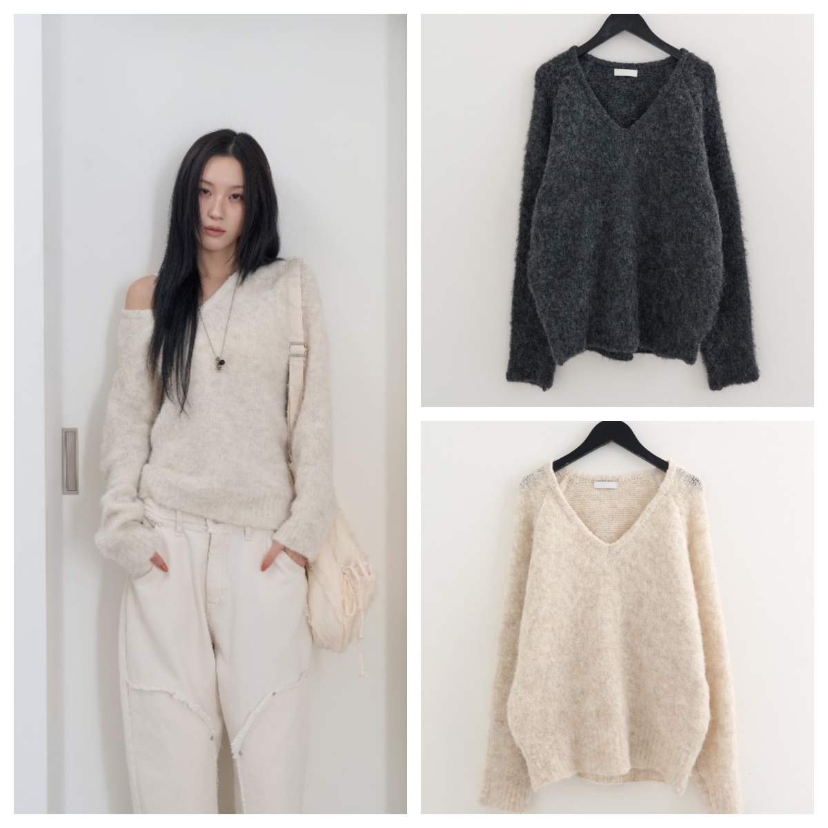 韩国lowear直邮代购2025春秋冬女装V领套头针织衫百搭时尚上衣