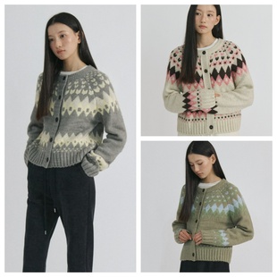 羊毛混纺针织开衫 2025春秋冬女时尚 上衣 around直邮代购 韩国step