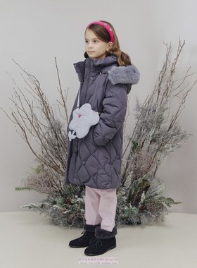 been韩国代购2022秋冬儿童女孩宝宝灰色花朵单肩背包可爱斜挎包