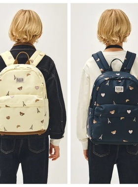 marithe kids韩国直邮代购男女儿童时尚经典双肩背包小熊图案书包