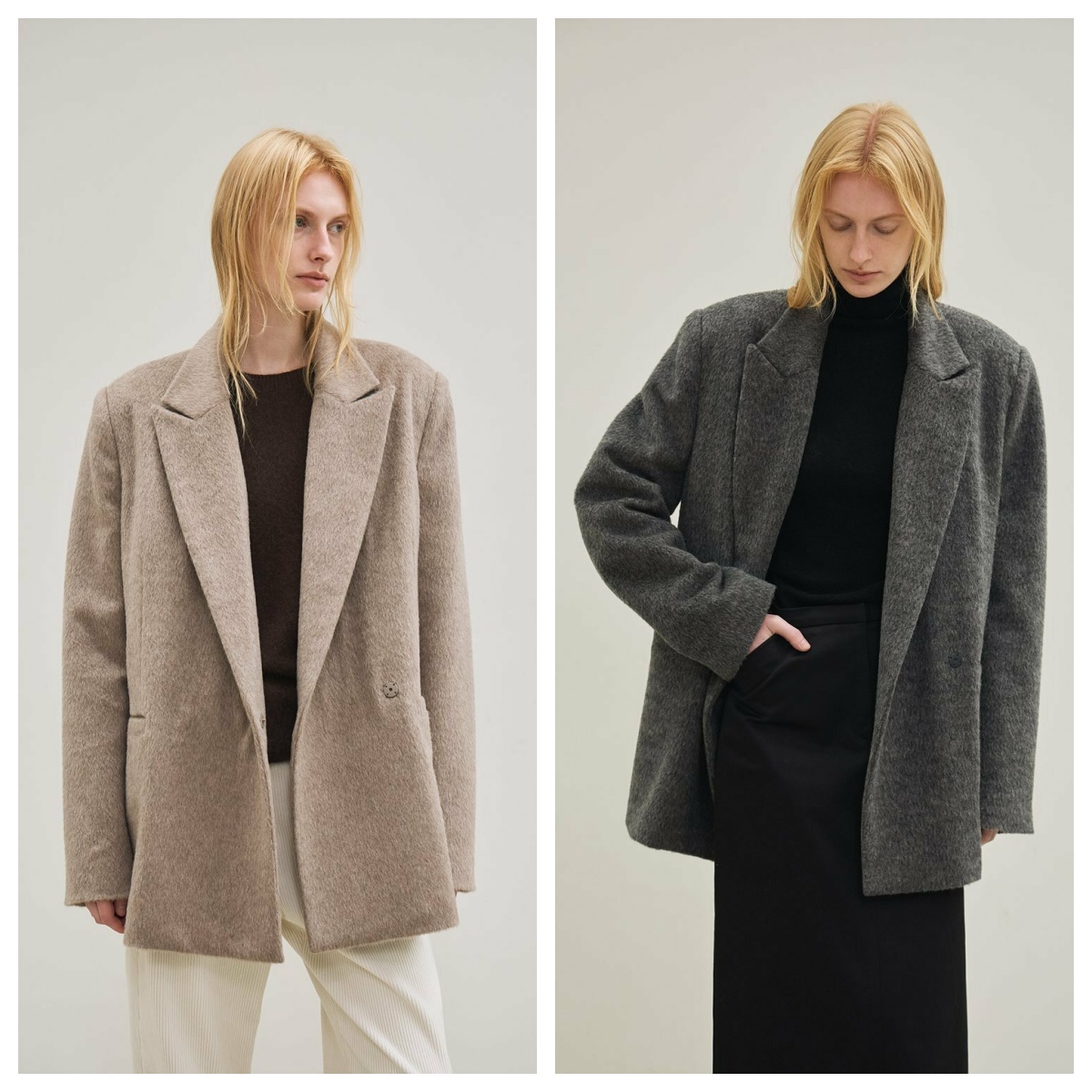 韩国LE直邮代购2025秋冬女装时尚羊毛混纺西装外套高级百搭上衣