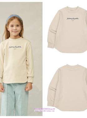 been韩国直邮代购2024秋冬儿童象牙白加绒套头长袖T恤童装100-165