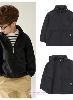 been韩国代购2025春秋儿童黑色连帽拉链休闲长袖外套童装100-165