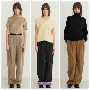羊毛混纺复古百搭休闲长裤 2024秋冬女装 AROUND直邮代购 韩国STEP