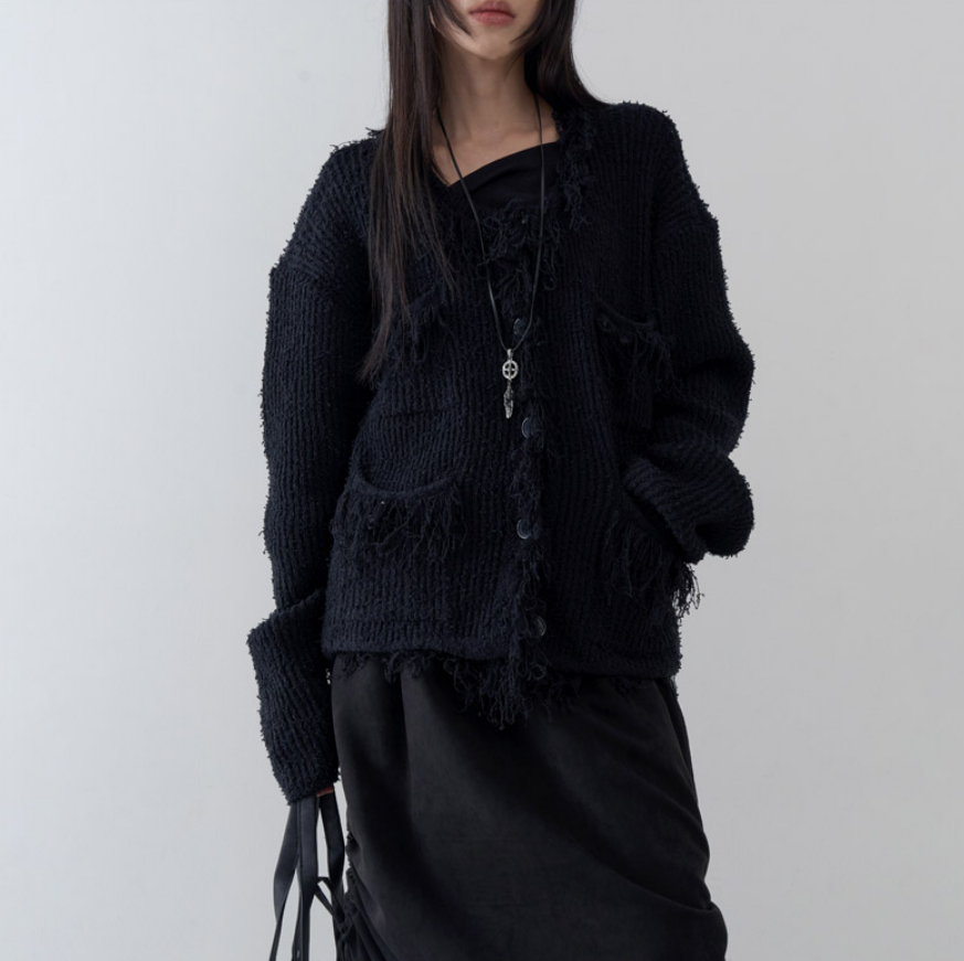 韩国lowear直邮代购2025春秋女装口袋针织开衫百搭时尚休闲上衣