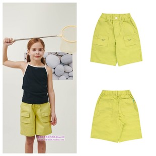 110 纯色童装 165 2024夏儿童中大童黄色清爽舒适短裤 been韩国代购