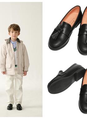 been韩国代购2025春秋儿童黑色亮面休闲平底皮鞋儿童鞋180-230