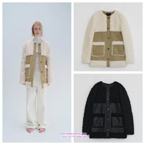 韩国diagonal直邮代购2024秋冬女装皮毛拼接时尚休闲保暖外套上衣