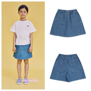 110 been韩国代购 童装 短裤 165 2024夏儿童中大童女孩蓝色休闲裙裤