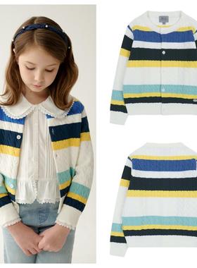 been韩国直邮代购2025春秋儿童条纹针织开衫毛衣外套童装110-155