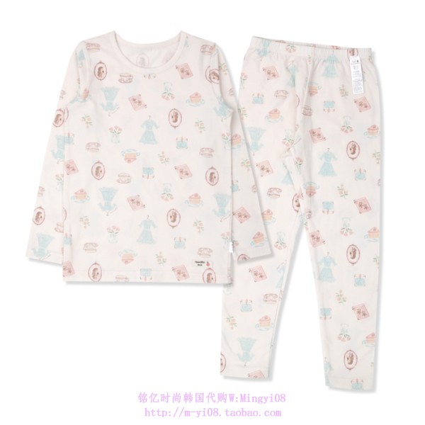 organic mom有机妈妈韩国代购2023春秋儿童粉色家居套装110-150