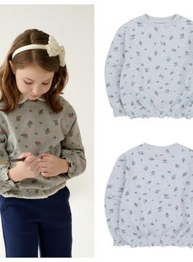 been韩国直邮代购2025春秋儿童灰色碎花套头长袖T恤童装100-145