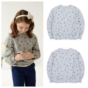 100 T恤童装 145 2025春秋儿童灰色碎花套头长袖 been韩国直邮代购