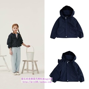 110 外套童装 165 2024春夏男女儿童海军蓝连帽薄长袖 been韩国代购