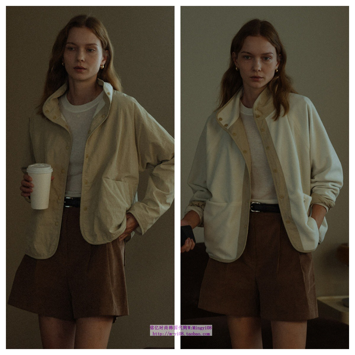 韩国known better直邮代购春秋女装百搭宽松休闲双面穿短款外套