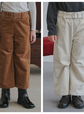 been韩国直邮代购2025秋春儿童女孩灯芯绒宽松长裤童装100-165