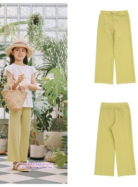 been韩国代购2024夏儿童中大童黄绿色休闲微喇九分裤童装110-165