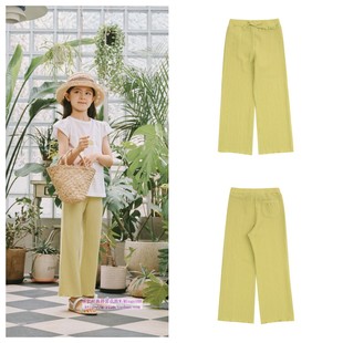 110 童装 165 2024夏儿童中大童黄绿色休闲微喇九分裤 been韩国代购