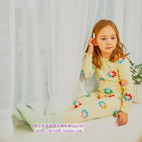 organic mom有机妈妈韩国代购2024春秋儿童太阳花内衣童装100-150