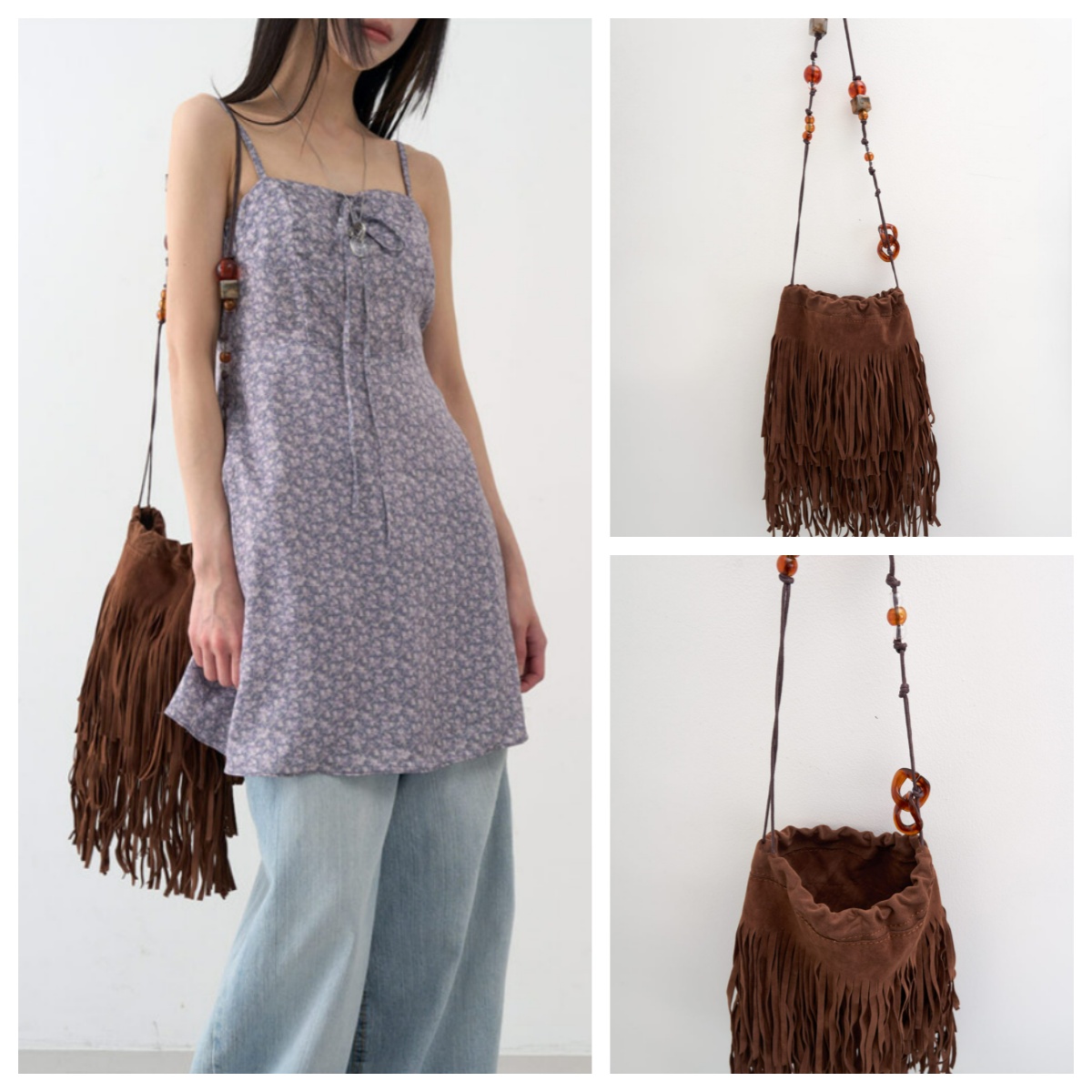 韩国lowear直邮代购2025女包时尚百搭长流苏休闲包单肩包斜挎包