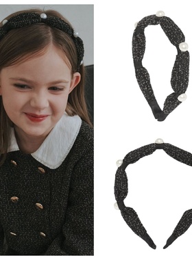 been韩国代购2025秋春儿童黑色珠子时尚百搭发饰公主纯色发箍头饰