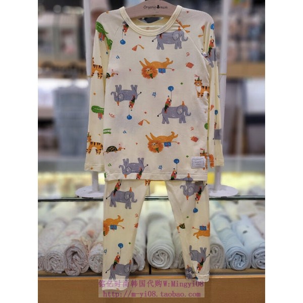 organic mom有机妈妈韩国代购2024春秋儿童动物家居套装100-150