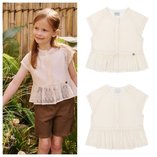 100 been韩国直邮代购 T恤童装 圆领套头短袖 165 2025夏儿童蕾丝时尚