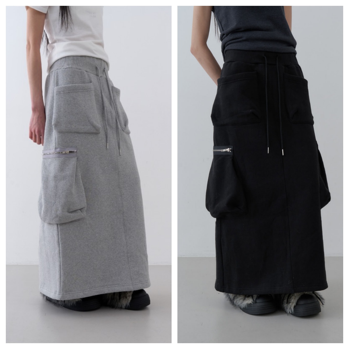 韩国lowear直邮代购202春秋冬女装百搭时尚休闲直筒长裙半身裙