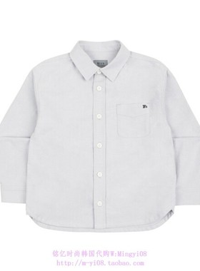 been韩国代购2023秋春儿童灰色翻领休闲长袖衬衫上衣童装120-155