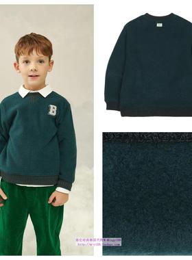 been韩国直邮代购2024秋冬儿童绿色加绒休闲长袖T恤童装100-165