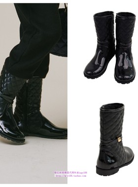 been韩国代购2024秋春儿童黑色亮面合成皮革皮靴中筒靴190-230