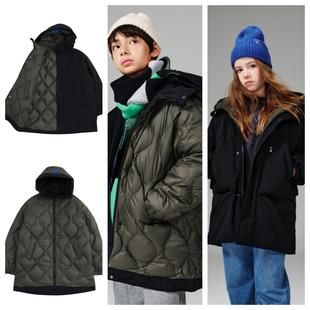 175 羽绒服外套130 bluetail韩国代购 2024秋冬儿童黑色双面中长款