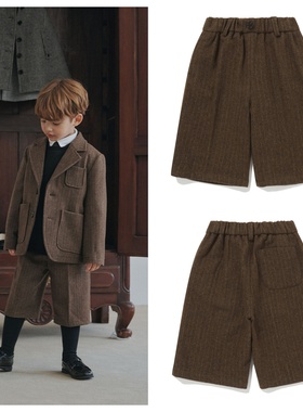 been韩国直邮代购2025秋春男女儿童棕色休闲宽松裤子童装100-165