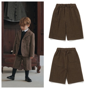 100 子童装 165 2025秋春男女儿童棕色休闲宽松裤 been韩国直邮代购