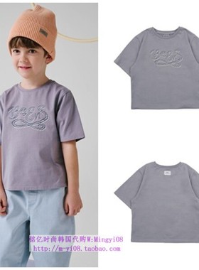 been韩国代购2024春夏儿童灰色圆领套头休闲短袖T恤童装110-165