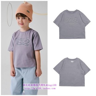 110 T恤童装 165 2024春夏儿童灰色圆领套头休闲短袖 been韩国代购
